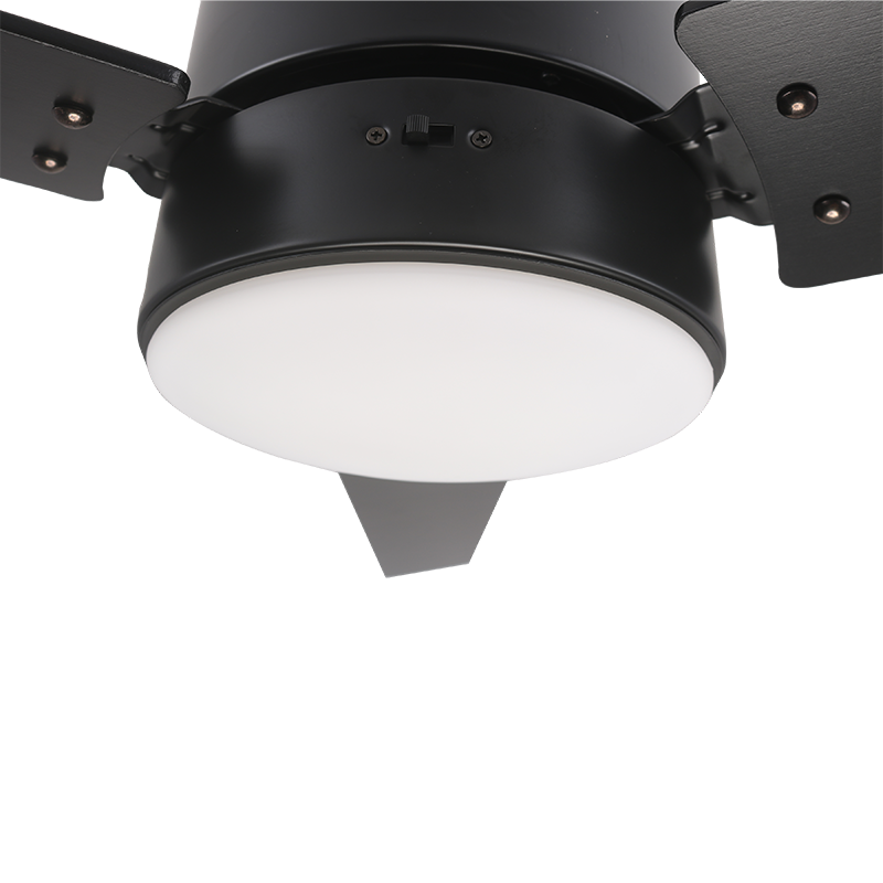 52 Inch Black Modern Ceiling Fan with Light 3 Blades and Remote Control, Multi Speed Noiseless Reversible AC Motor ETL