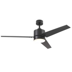 52 Inch Black Modern Ceiling Fan with Light 3 Blades and Remote Control, Multi Speed Noiseless Reversible AC Motor ETL