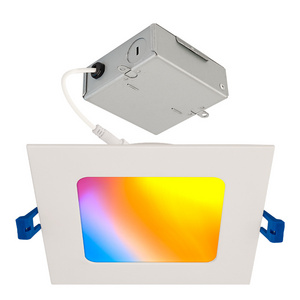 ETL 6" Square Canless Smart Recessed Light, WiFi+Blue-tooth, APP & Voice Control, RGB, Turnable White 2700K - 6000K