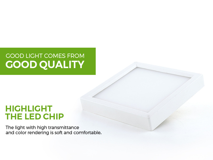 LED 6 Inch Square Field Selectable 5CCT Slimform LED Surface Mount Light, Flat Round Panel Ceiling Light, Wet Rated, ETL