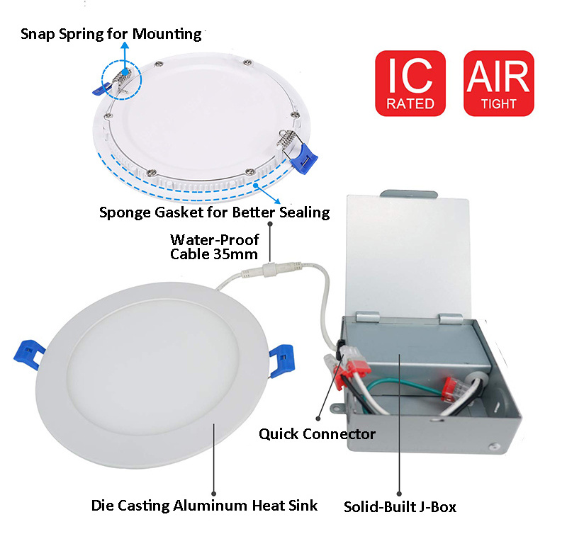 4 Inch LED Recessed Low Profile Wafer Ultra Thin Slim Panel Down Light Fixture