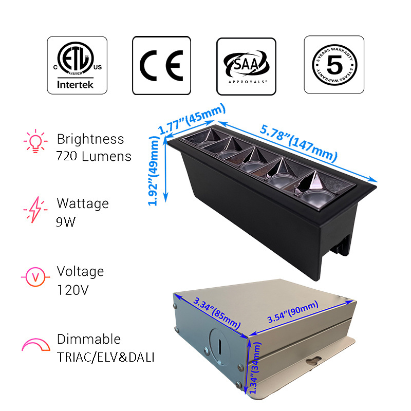 Ce Led 5 Cells dimmable Led Downlight Spot Light Line Light Bar Creative Linear Long Strip Cri>90 Living Room Corridor Recessed