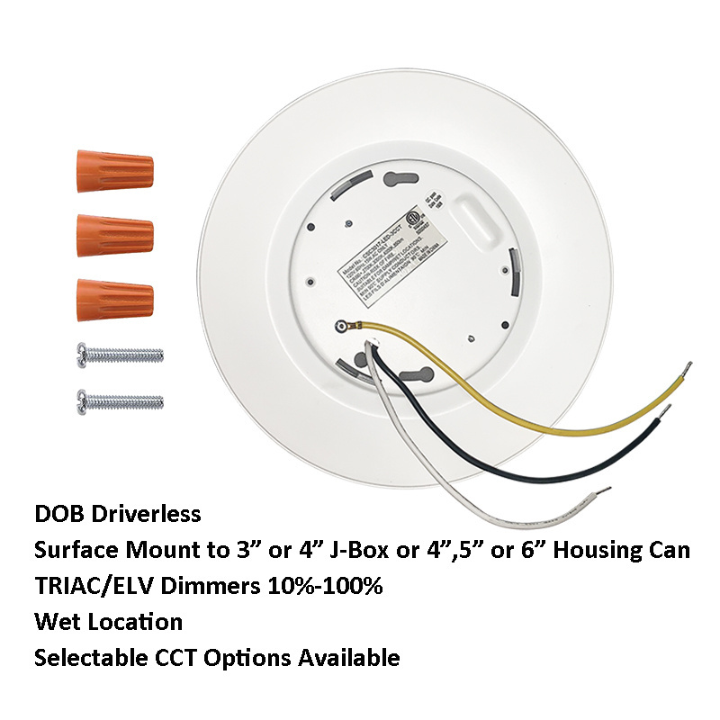 ETL 6 Inch Flush Mount LED Disk Light  5000K Daylight Dimmable Hardwire 4