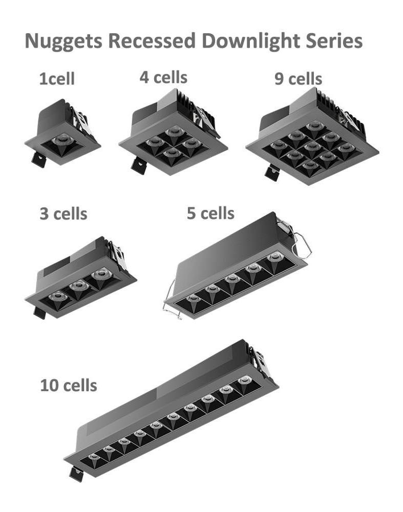 ETL mini pixel recessed downlight led 10  Cell IC Rated 27 Watts 120VAC 2400LM Damp Location jilly linear light