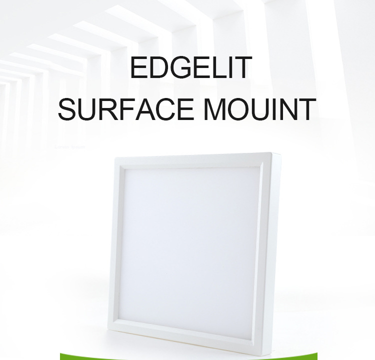 LED 6 Inch Square Field Selectable 5CCT Slimform LED Surface Mount Light, Flat Round Panel Ceiling Light, Wet Rated, ETL