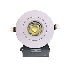 ETL eyeball COB 4 inch LED adjustable rotational die casting flat recessed gimbal  light wet location IC rated