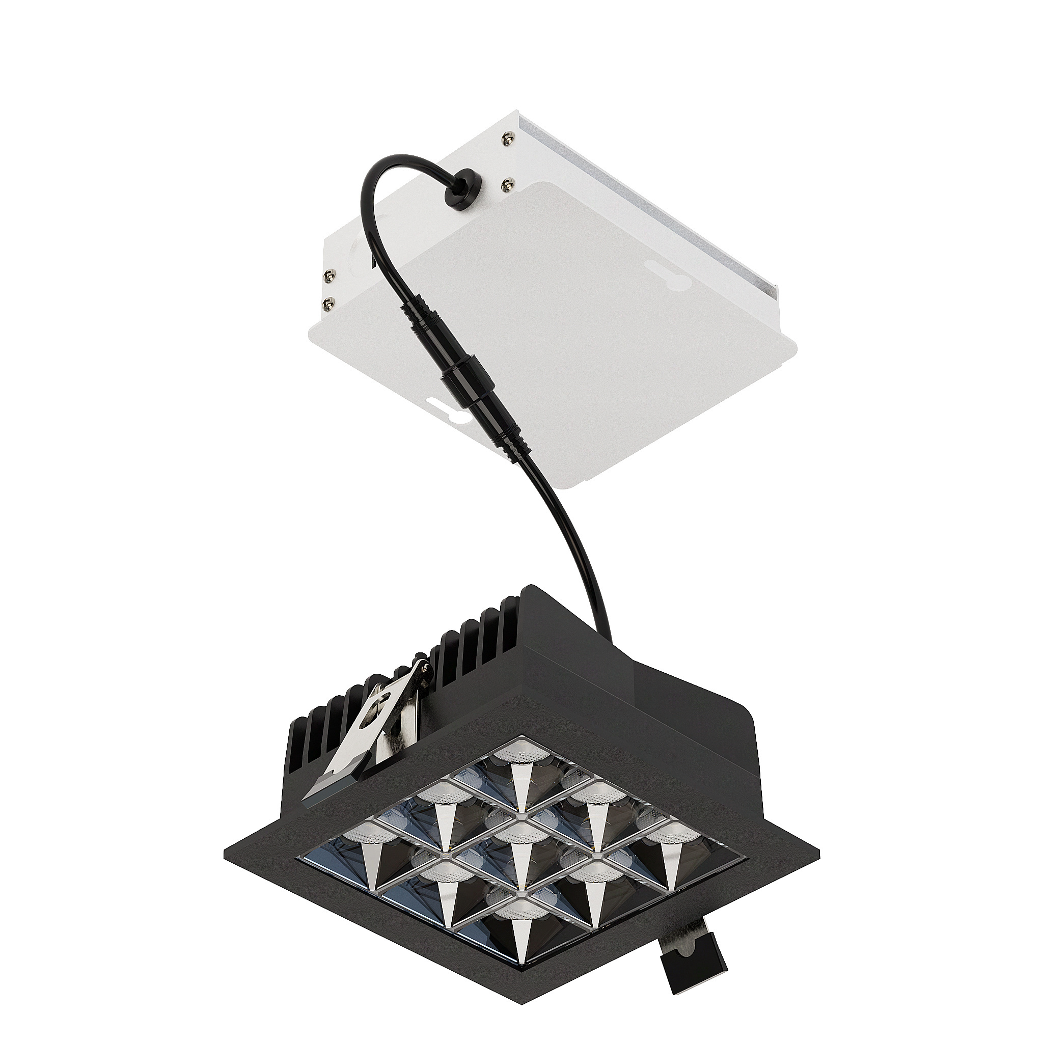 ETL 3x3 Cells 9 Lights Black LED Die Casting Square Recessed Downlight and 27W Multi Spot Light for Wet Application