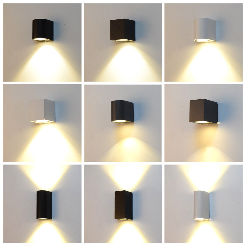 Square Black Waterproof Aluminum Indoor Outdoor Up And Down Modern Design LED Wall Light For Decoration Illuminating