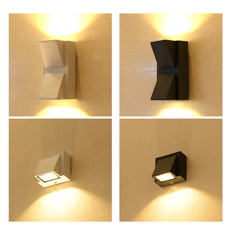 Square Black Waterproof Aluminum Indoor Outdoor Up And Down Modern Design LED Wall Light For Decoration Illuminating