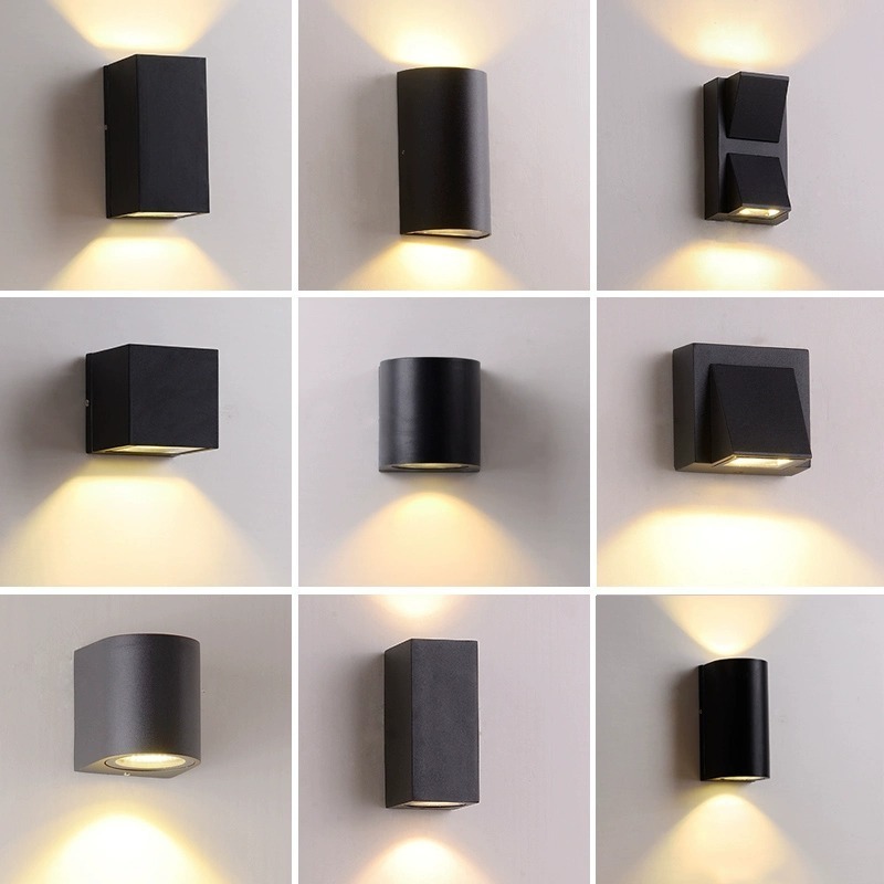 Square Black Waterproof Aluminum Indoor Outdoor Up And Down Modern Design LED Wall Light For Decoration Illuminating