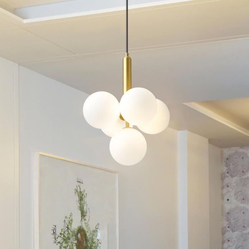 Nordic 4 Heads Milk White Hanging Chandelier Kitchen Lighting Modern Luxury Chandelier For Home Aisle Hallway Lobby Passage