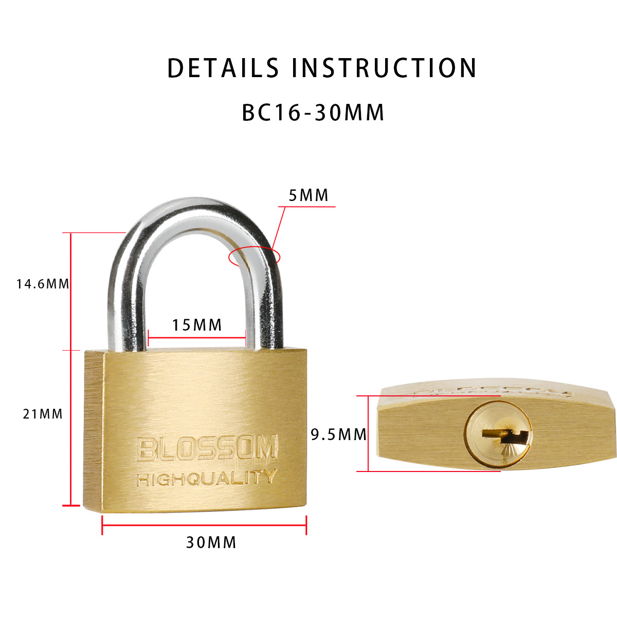 BC16 30mm Locker Padlock Pad Lock Sets Keys  32mm Copper Master Key Producent Padlocks Brass Padlock