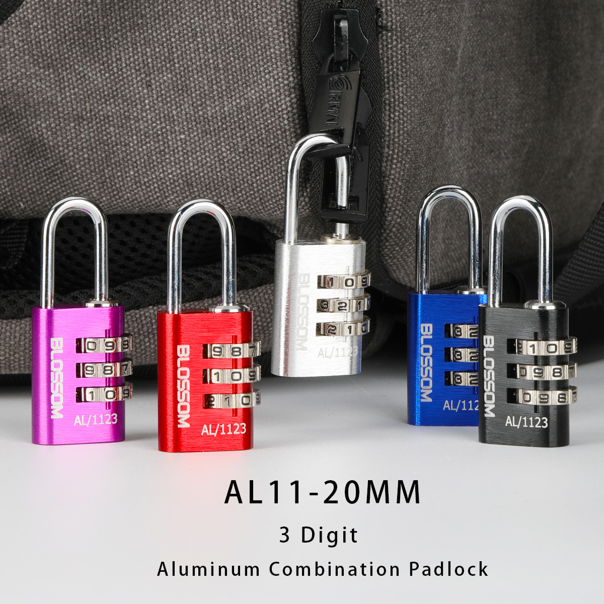 AL11 20MM 3 Digit Password Pad Lock Code Outdoor Travel Luggage Padlocks Cabinet Bags Cases Aluminum Combination Digital Padlock