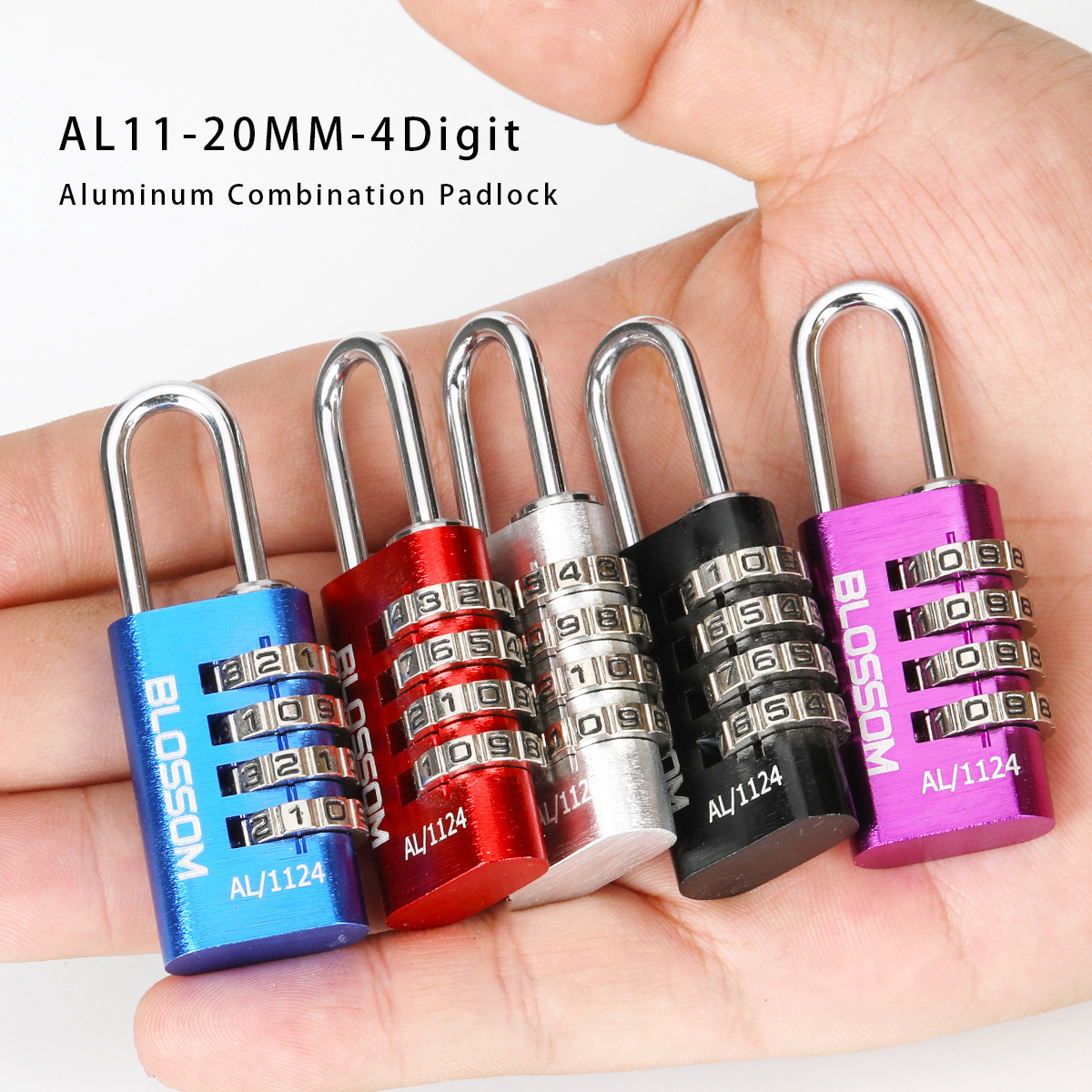 AL11 20MM 4 Digit  cipher backpack lock mini keyless code bag pack padlocks number handbag aluminum combination padlock