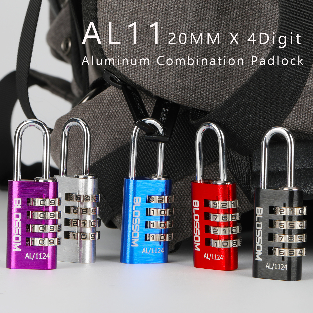 AL11 20MM 4 Digit  cipher backpack lock mini keyless code bag pack padlocks number handbag aluminum combination padlock