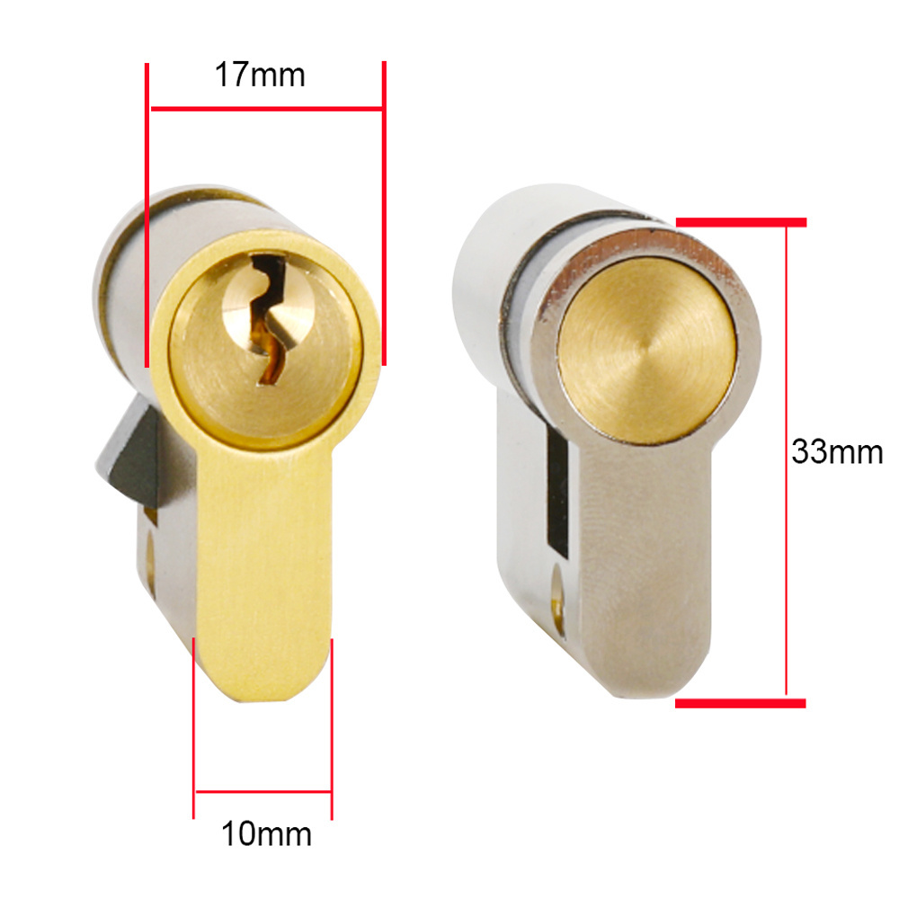 30mm + 10mm Euro Single open half cylinder for garage door lock bathroom door lock Solid Brass Security 40mm Small Cylinder Lock