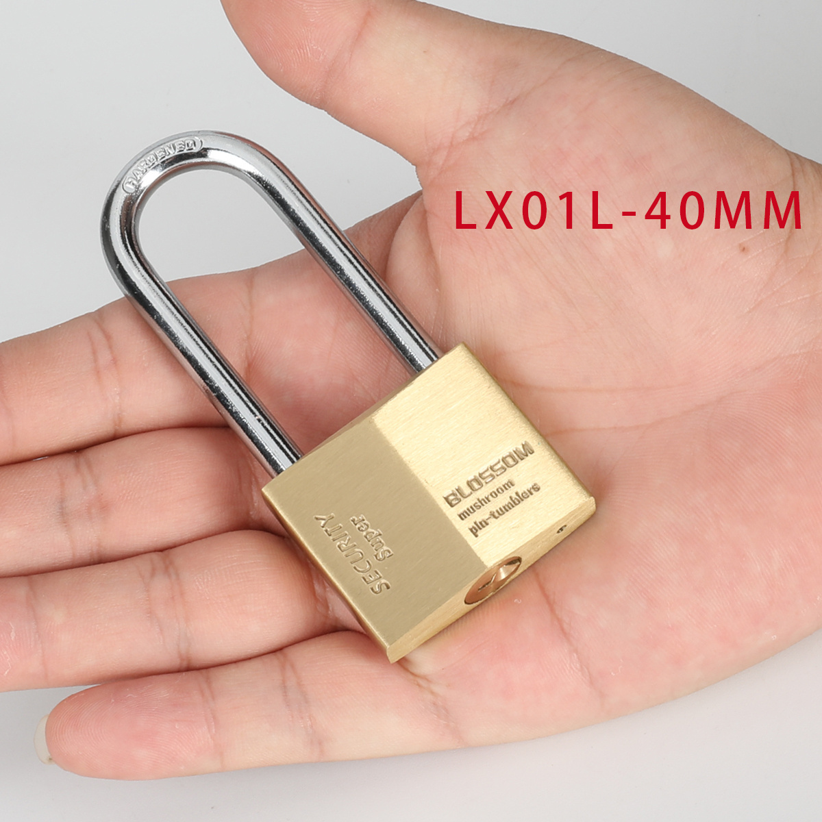 LX01L 40mm Customized Diamond Lock Copper Pad Lock Padlocks With 3 Brass Keys Diamond Type Long Shackle Brass Padlock