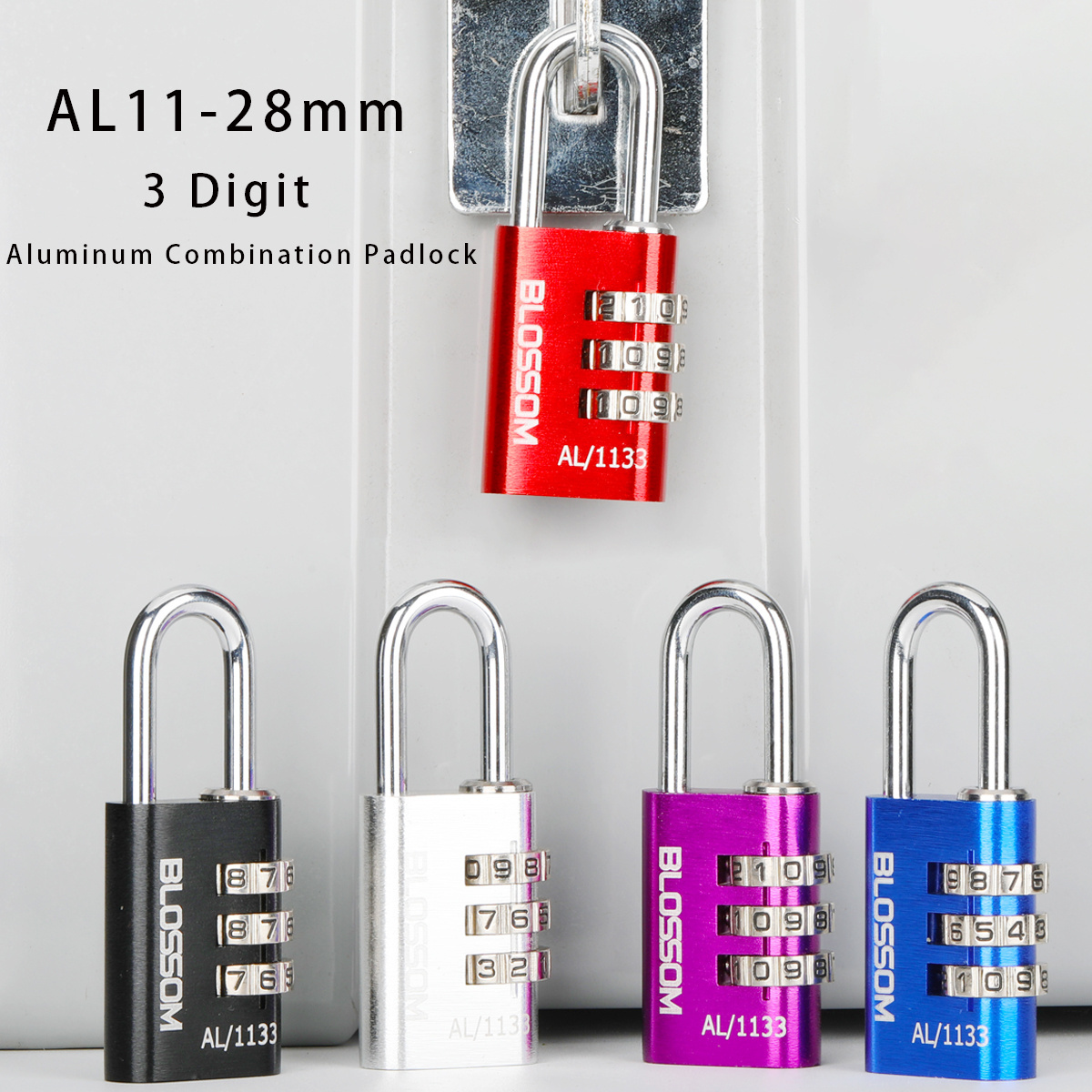 AL11 28mm 3 Digits luggage wheel lock with code padlocks combination lock outdoor journey handbag aluminum combination padlock