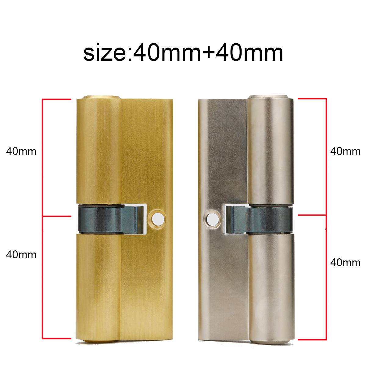 40mm + 40mm Euro Profile 80mm Length Bathroom Door Lock Parts Single Open Brass Lock With Keys Tun Knob Cylinder