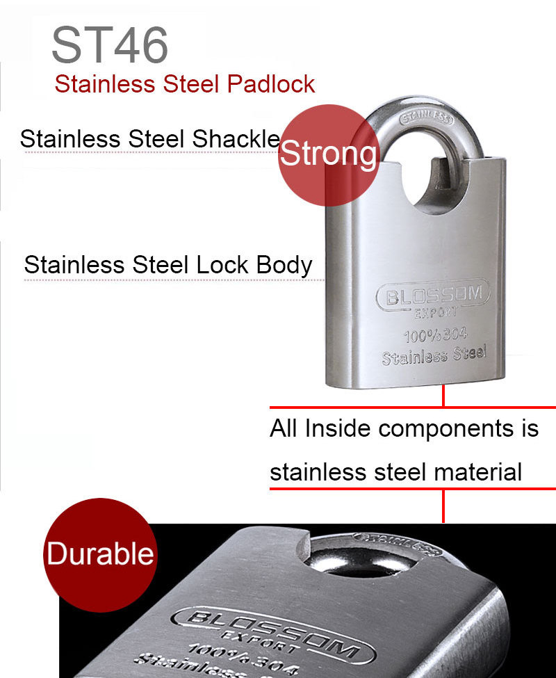 ST46 40mm waterproof lock for outdoor Candado Pad Lock Candados Padlocks Top Security Stainless Steel Padlock double lock preven