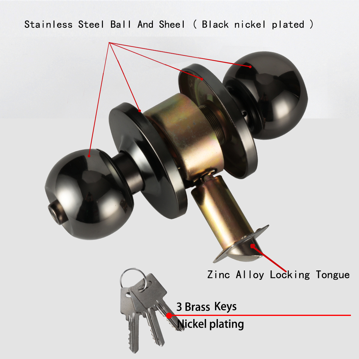 MH587BN cheap entry internal door lock china door tubular mortice lock body door knob latch matte black ball lock set