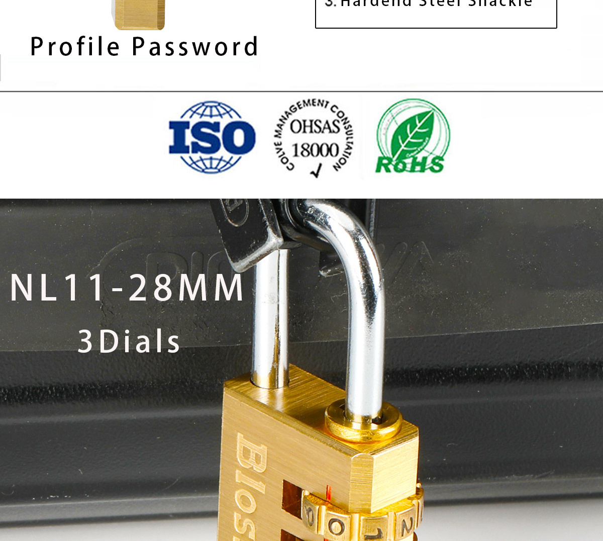 NL11 28MM 3 Digit Blossom Bag Password Pad Lock Copper Code Padlocks In Bulk 3 Number Travel Luggage Brass Combination Padlock