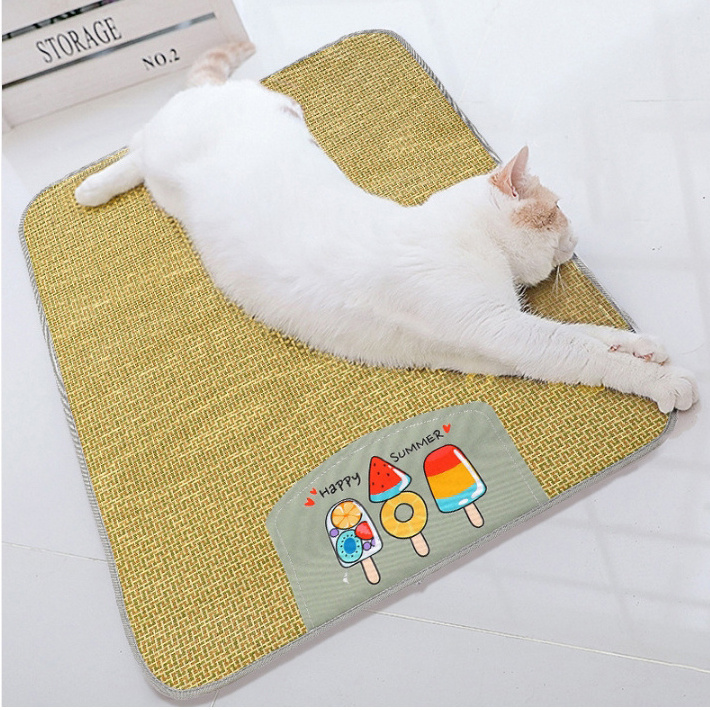 Durable Non-Slip Rattan Waterproof Sleeping Pad Summer Cooling Pet Dog Cat Mat Bed