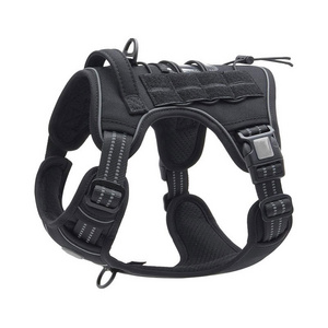 Custom Adjustable nylon breathable dog vest for safe walking at night Reflective tactical dog harness