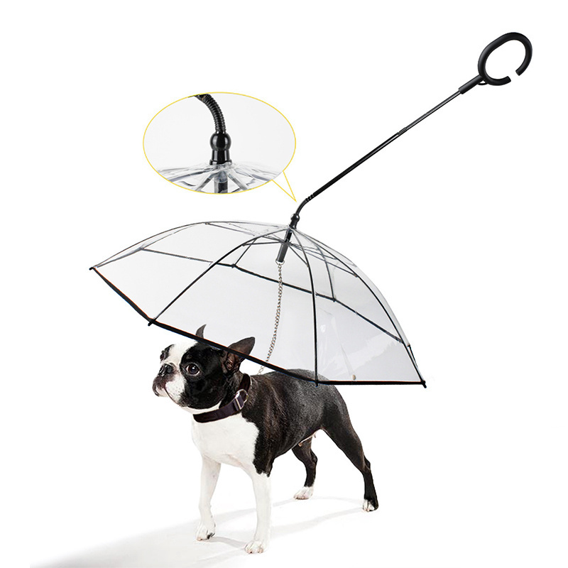 Transparent waterproof Rain Pet Cat And Pet Dog Umbrella Adjustable Durable Rain Walking Dog Leash