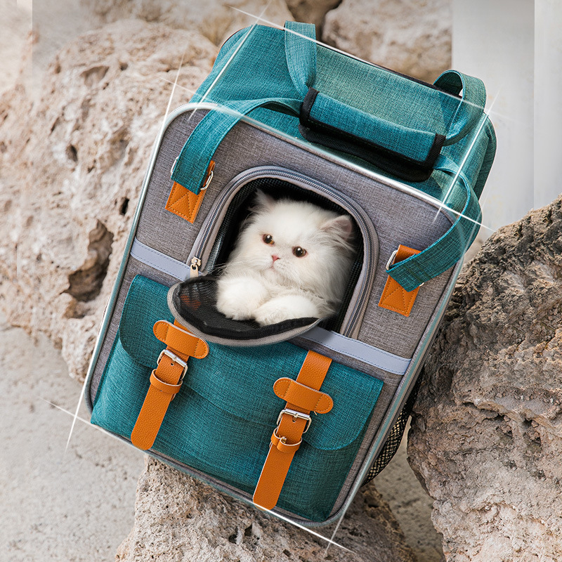 Oxford Fabric Foldable Pet Carrier Bag Large Space Cat Backpack Pet Travel Backpack