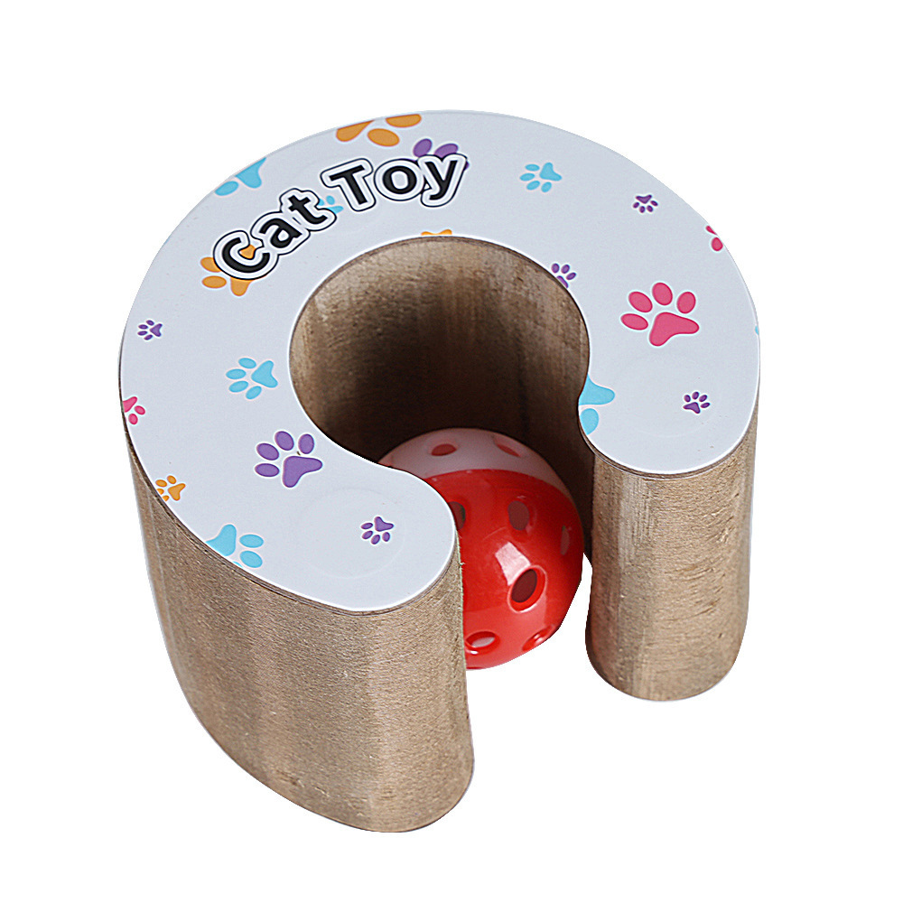 Fun Orbital Ball Eco Friendly Folding Corrugated Paper Cat Scratcher Board Interactive Cat Toy With Bell