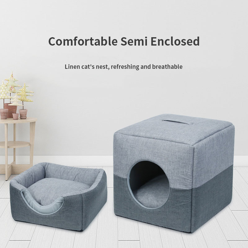 Wholesale Non-slip bottom self warming cat beds for indoor Semi-enclosed cat cave bed