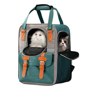 Oxford Fabric Foldable Pet Carrier Bag Large Space Cat Backpack Pet Travel Backpack