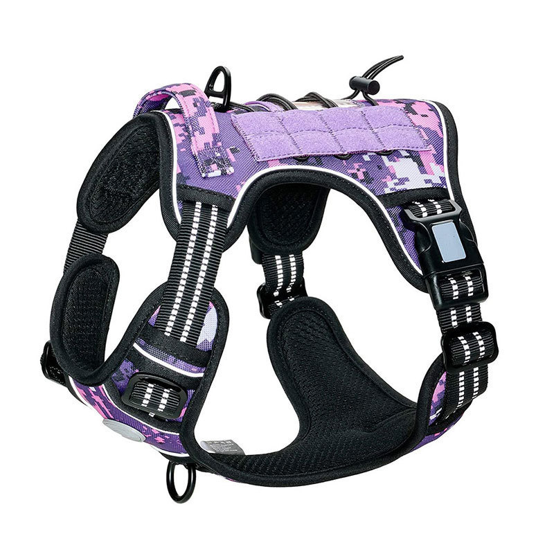 Custom Adjustable nylon breathable dog vest for safe walking at night Reflective tactical dog harness