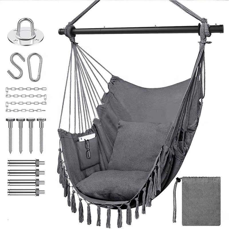 Folding Reinforced Iron Pipe Outdoor Hammock Anti-rollover Bedroom Swing Hanging Chair Camping Hammock