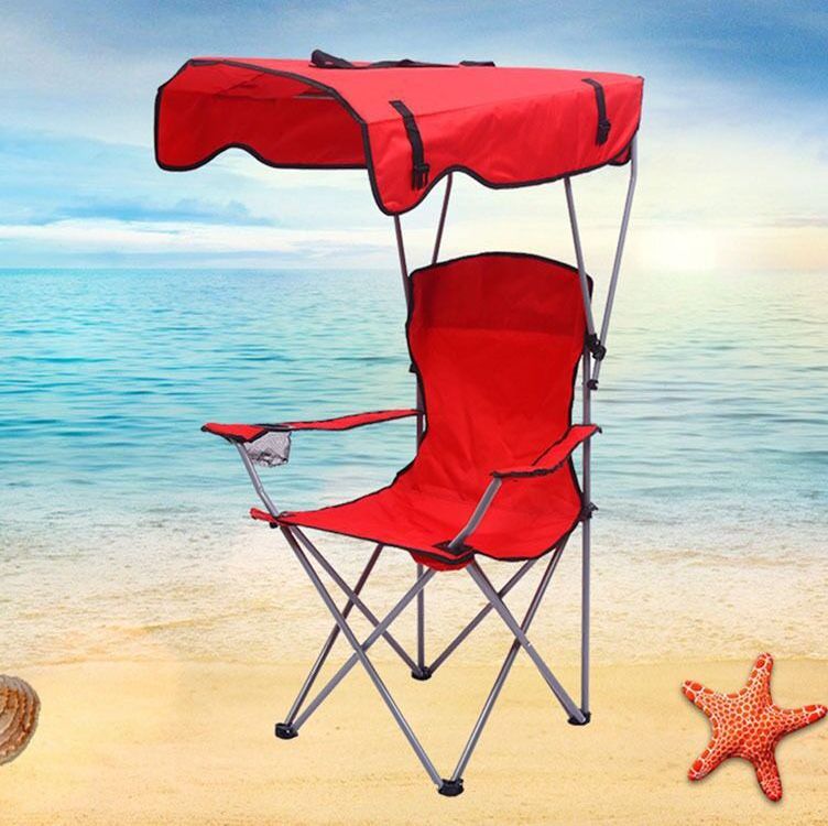 Fashion Custom Logo Portable Sunscreen Beach Chairs And Umbrella Foldable Beach Chair With Umbrella