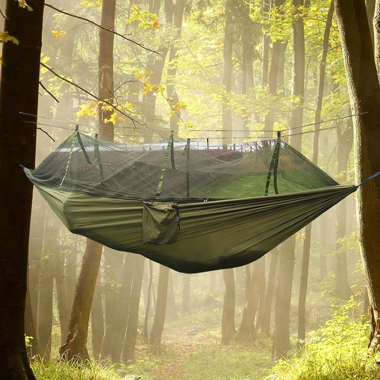 Lightweight Portable Nylon Tarffta Outdoor Camping Hammock With Mosquito Net