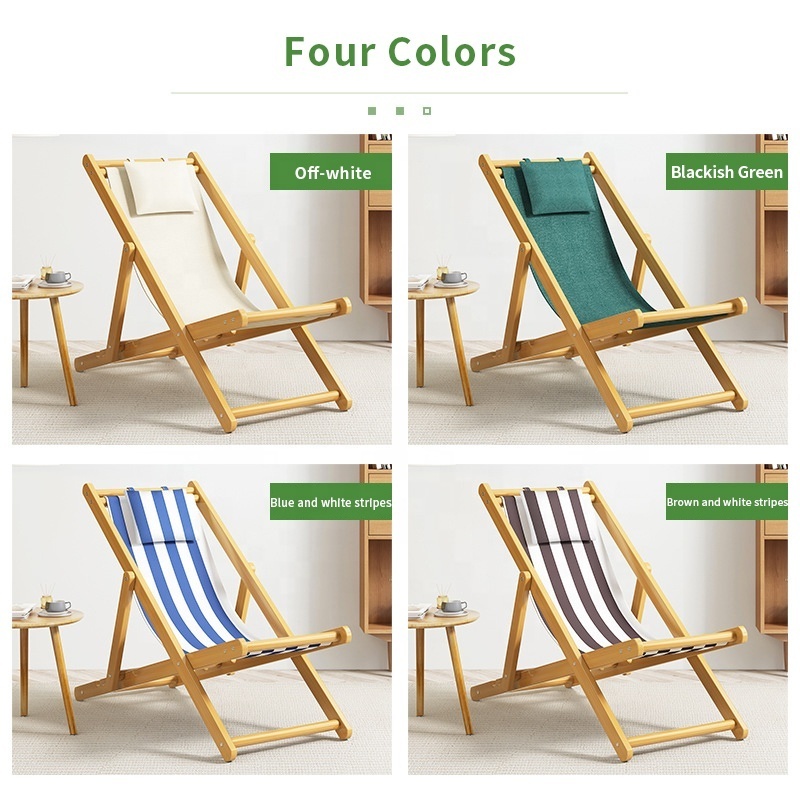 2024 Leisure Solid Wood Camping Folding Outdoor Portable Office Recliner For Rest Folding Bed Multifunctional Beach Chair