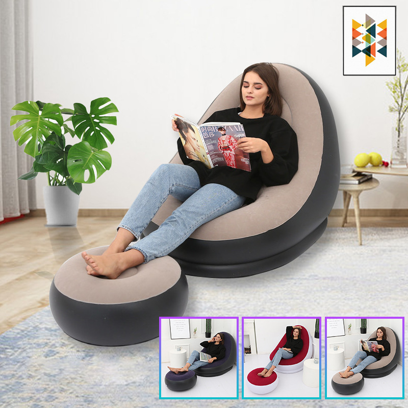 Locking Sofa Lazy Inflatable Bed Foldable Sofa Chair Thickened Lunch Lounge Chair With Foot Pedal