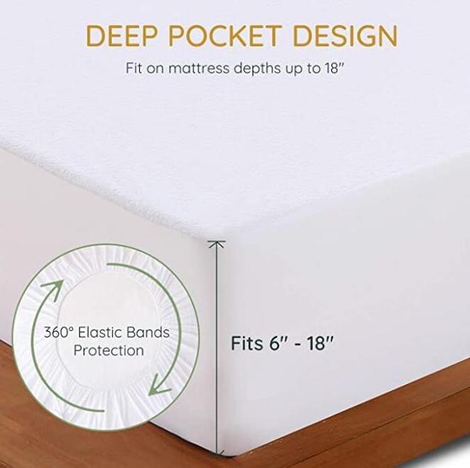 Luxury Bamboo Fiber Super Soft Cooling Mattress Topper Cover Home Bed Waterproof Mattress Protector Cover Set Plastic Bag