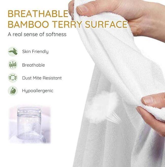 Luxury Bamboo Fiber Super Soft Cooling Mattress Topper Cover Home Bed Waterproof Mattress Protector Cover Set Plastic Bag