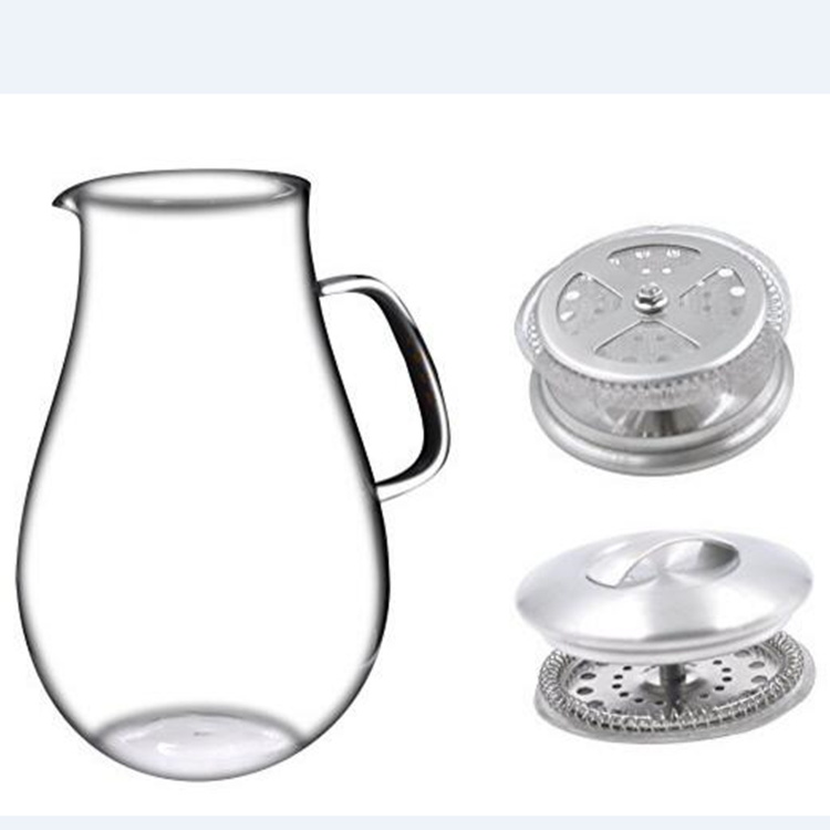 64 Ounces Glass Pitcher with Stainless Steel Lid / Water Carafe with Handle - Good Beverage Pitcher for Homemade Drinks