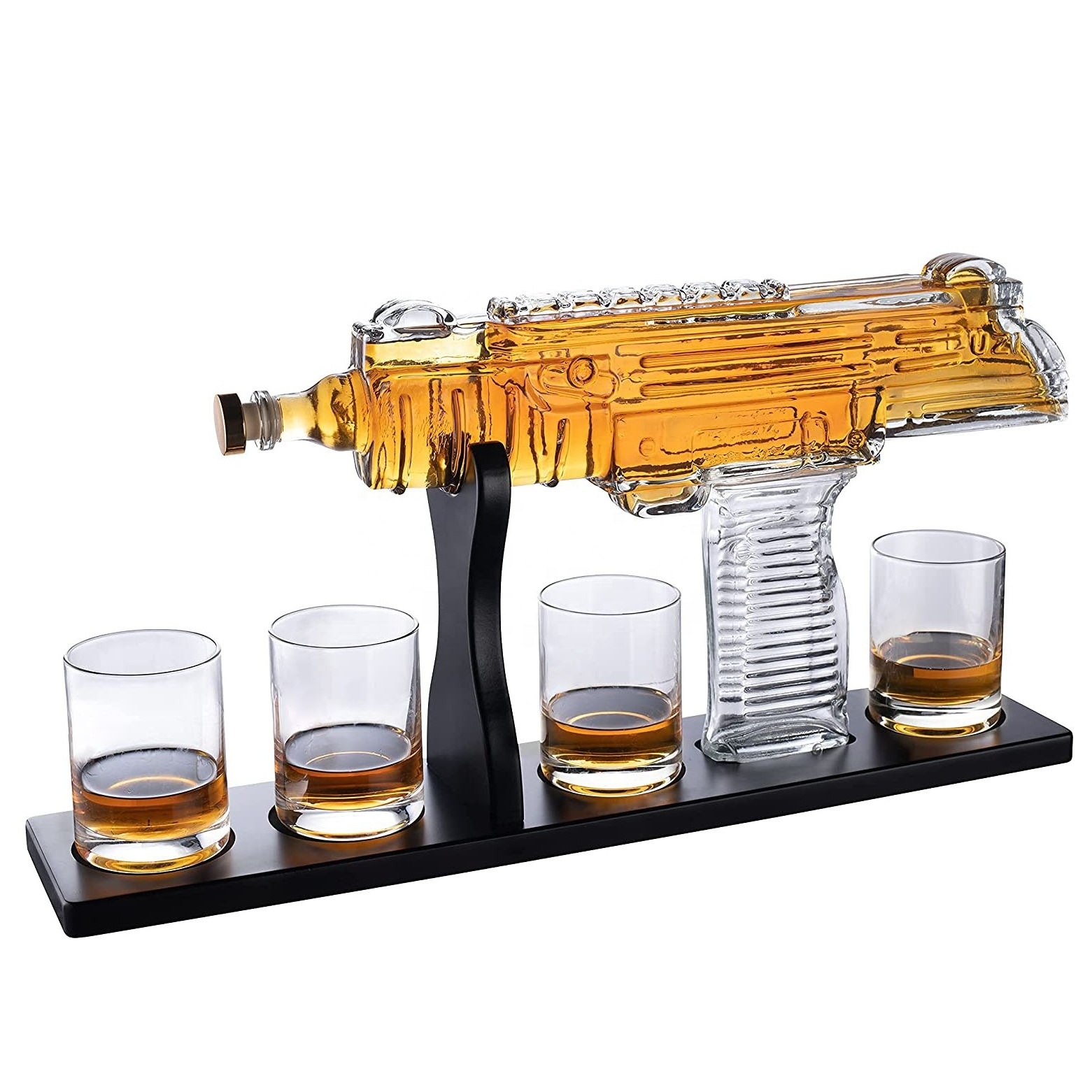 AIHPO Liquor Gift Rifle Bar Accessories Cocktail Bourbon AK 47 Gun Shaped Glass Bottle Whiskey Decanter Set with Bullet Glasses