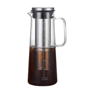 Fathers Day Hot Selling Airtight Glass Cold Brew Iced Coffee Fruit Tea Set Carafe Maker Pitcher Pot with Stainless Steel Filter