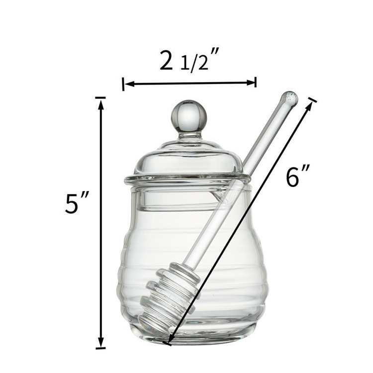 Factory Unique Empty Decorative Eco Friendly 280ml Hand Made Blown Unique Wholesale Wide Mouth Dispenser Glass Pot Honey Jar