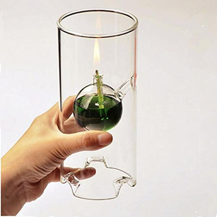 Atmosphere Lighting Wedding Home Decor Burner Cylinder Glass Oil Kerosene Alcohol Lamp