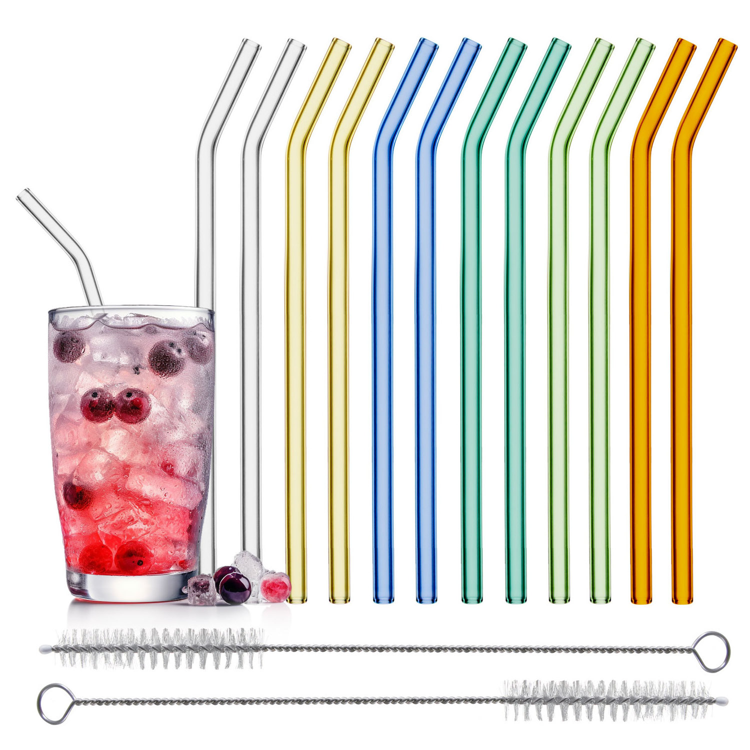 Eco friendly  Reusable high borosilicate straw glass drinking straw clear glass straws