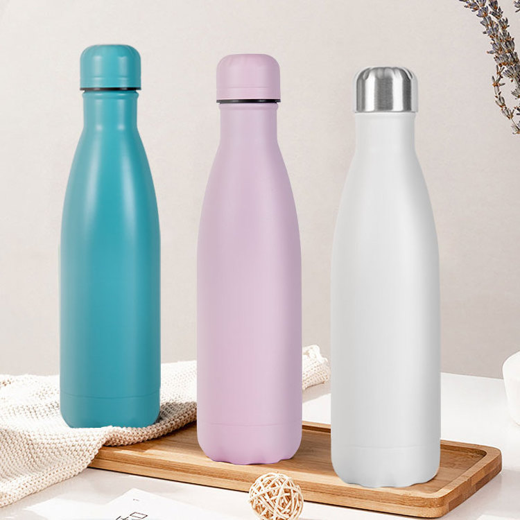 Leak Proof Metal Sports 2 Pack 17 Oz Cola Shaped Insulated Double Walled Vacuum Thermos Flask Stainless Steel Water Bottle