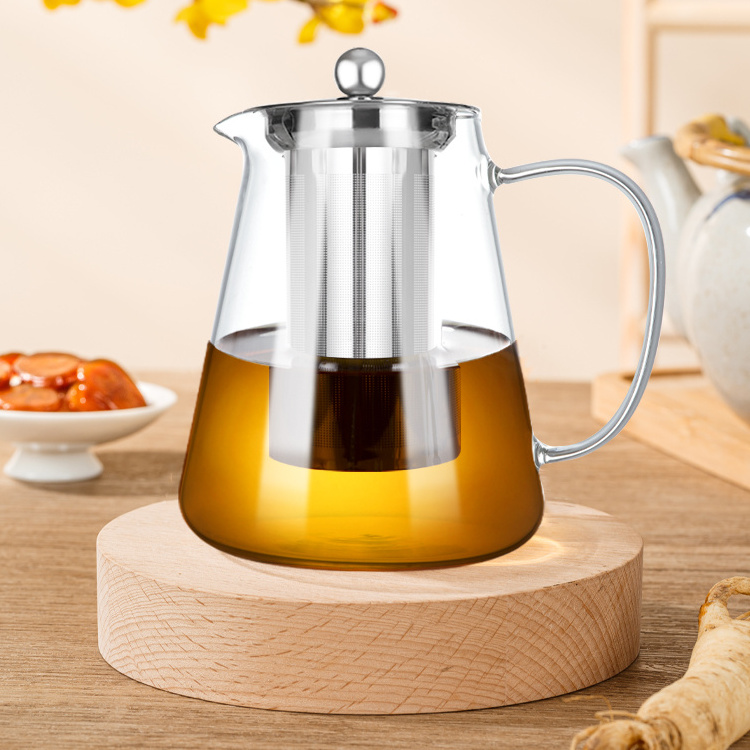 ENTESI Stovetop Microwave Safe Glass Teaware Kettle Clear Coffee Tea Pot Teapot Set Maker and Glass Cup Set Kettle and Teapots