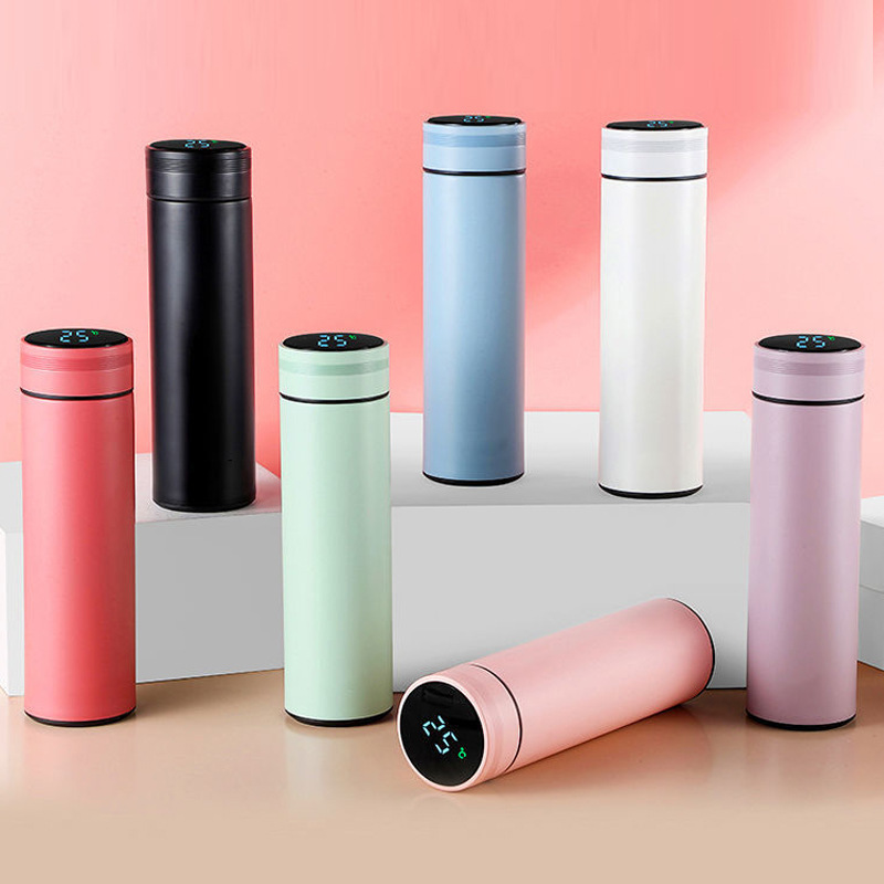 Top Selling Wholesale 500ml Vacuum Insulated Smart Water Cup Stainless Steel Thermos Bottle with Digital LED Temperature Display